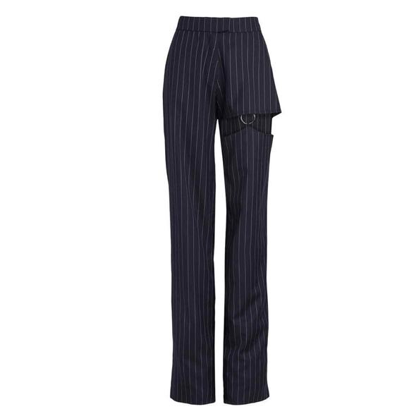 Nafsika Skourti Naughty Trousers Navy Pinstripe Pants UK 10 or US 6 - Picture 1 of 14